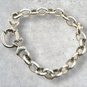 Vintage Chunky Milor Italy Sterling Silver Interlocking Pointed Link Bracelet